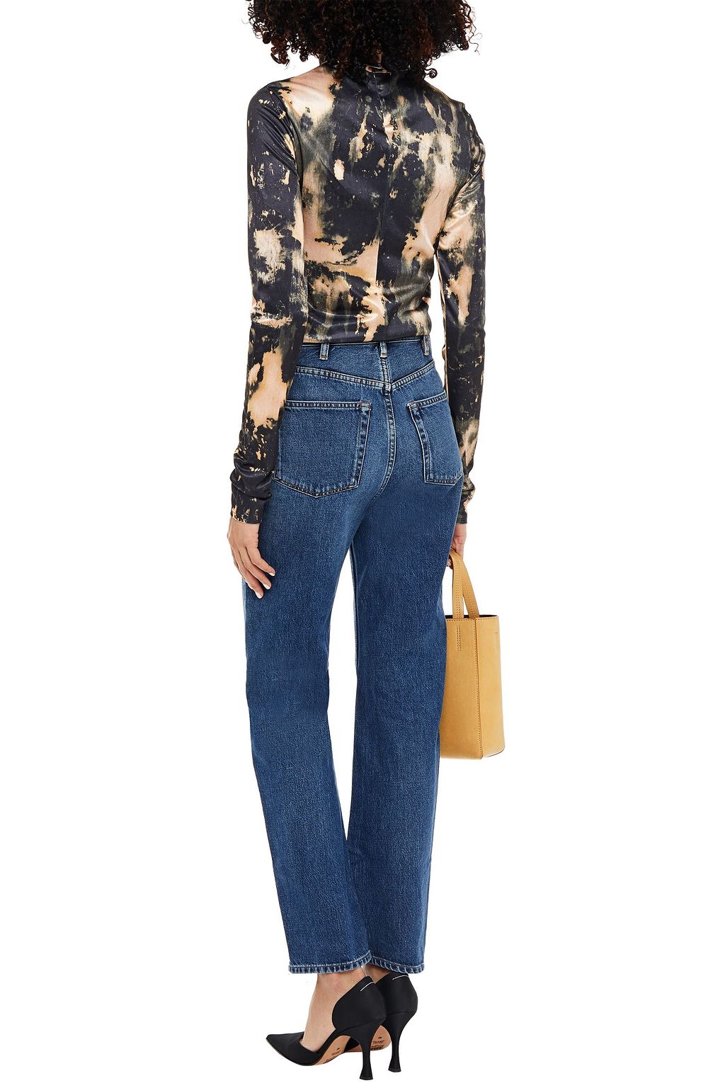 ACNE STUDIOS Tie-dyed satin-jersey turtleneck top