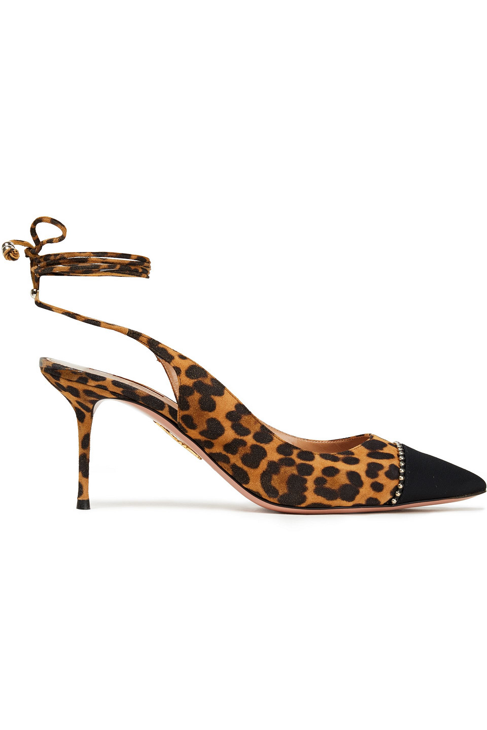 Aquazzura Woman Mystique Sling 75 Studded Leopard-print Suede Pumps Animal Print Size 41