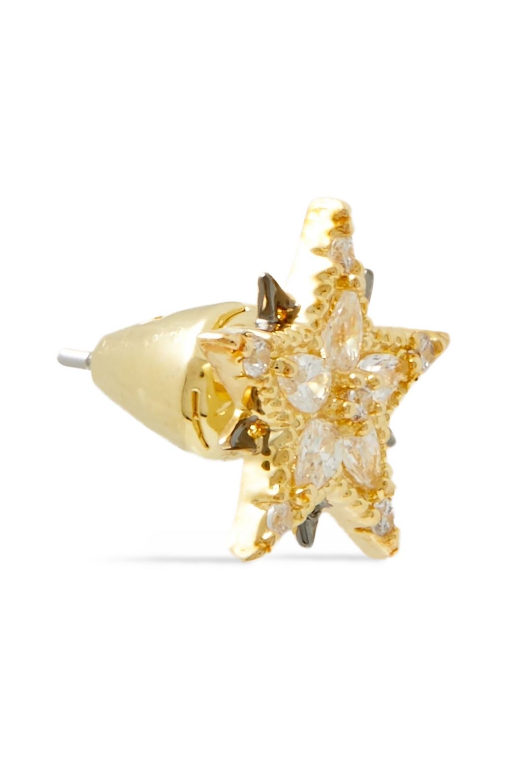 NOIR JEWELRY 14-karat gold-plated and gunmetal-tone crystal earrings