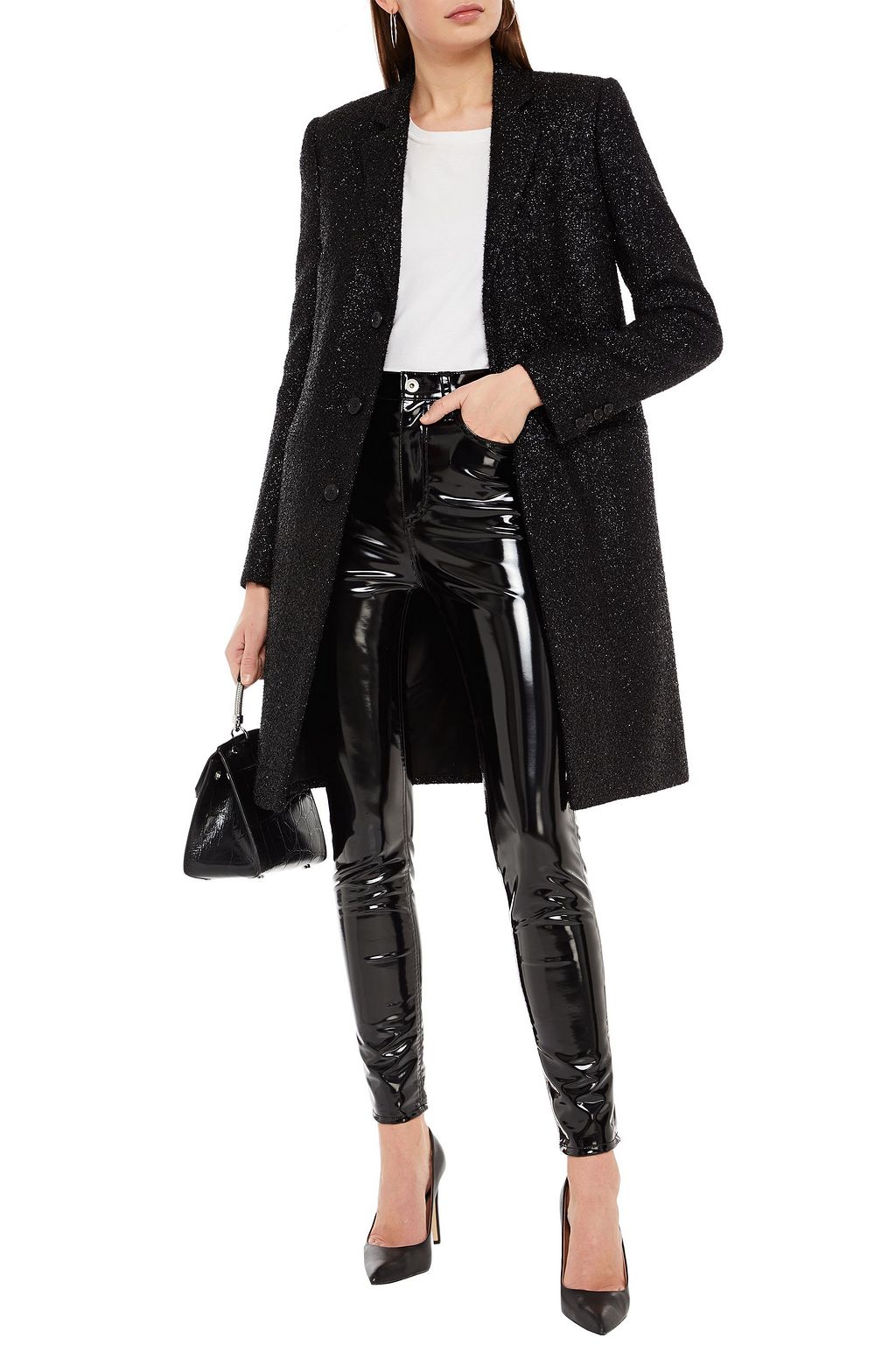 SAINT LAURENT Metallic woolblend coat Sale up to 70 off THE