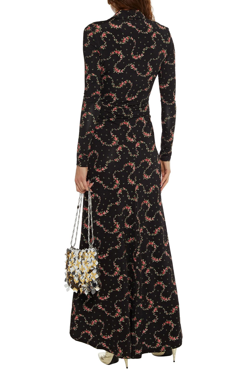 RABANNE Floral-print satin-jersey maxi dress