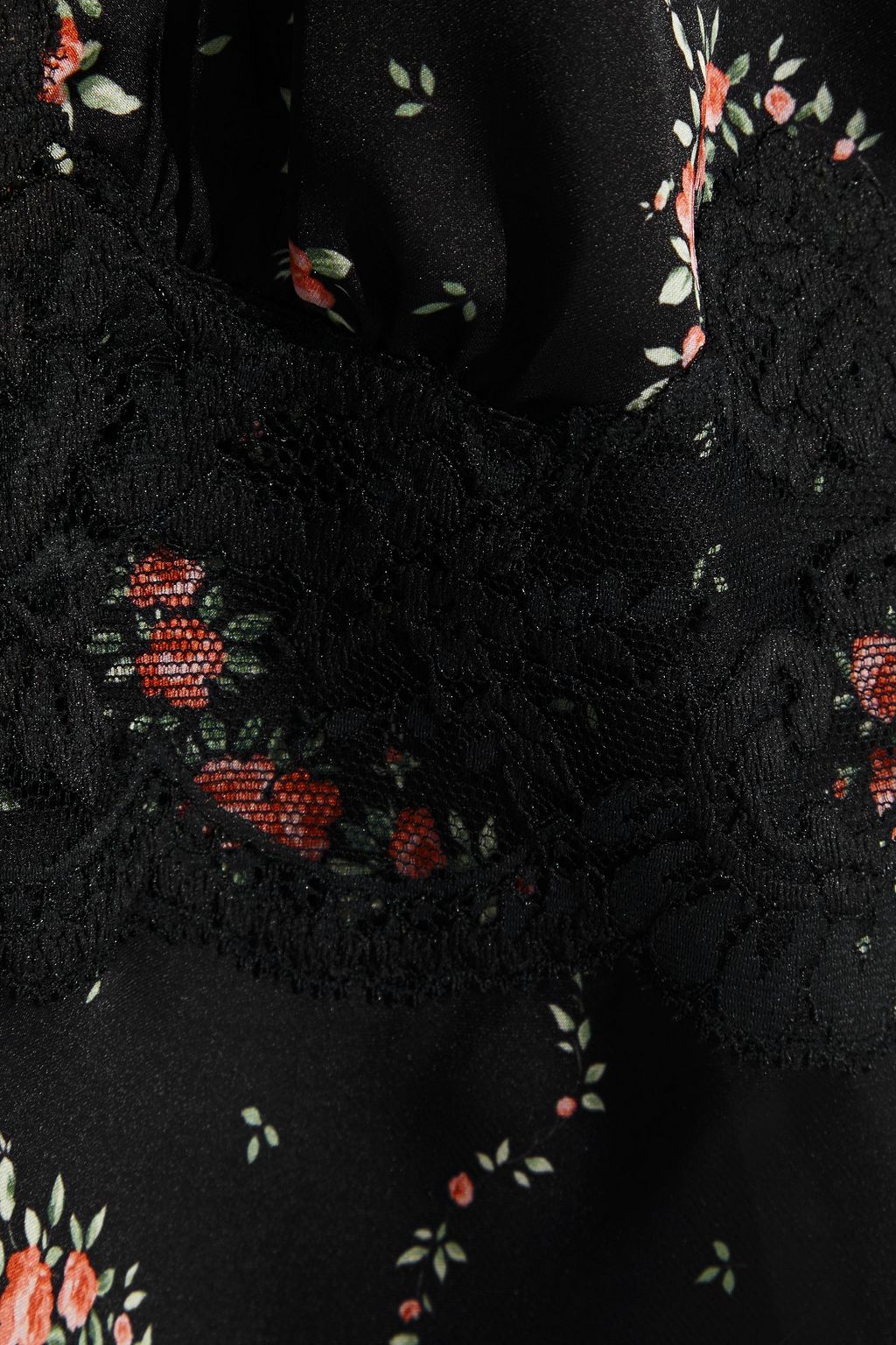 RABANNE Lace-trimmed printed satin camisole