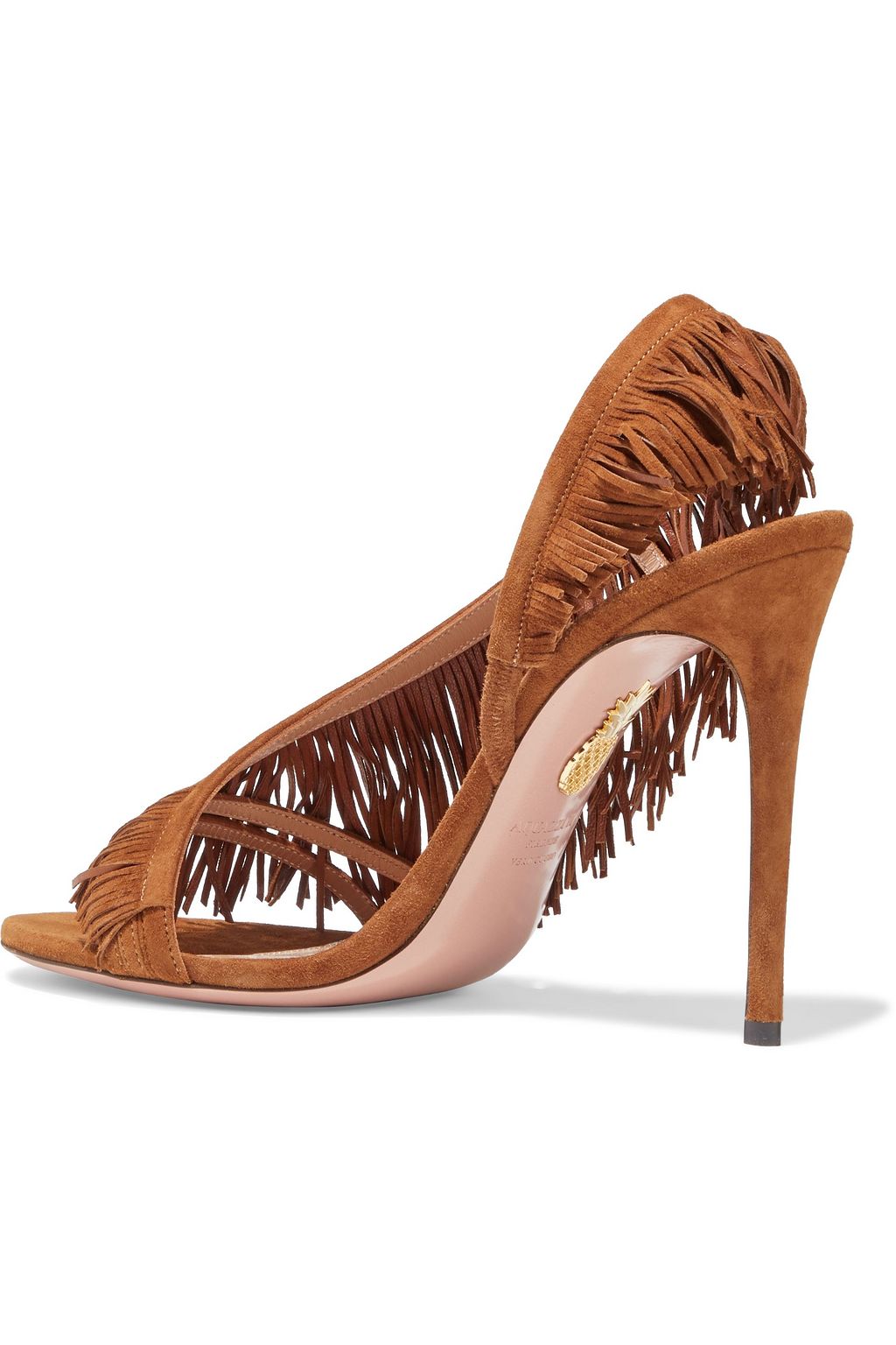 AQUAZZURA Wild Fringe 105 suede sandals
