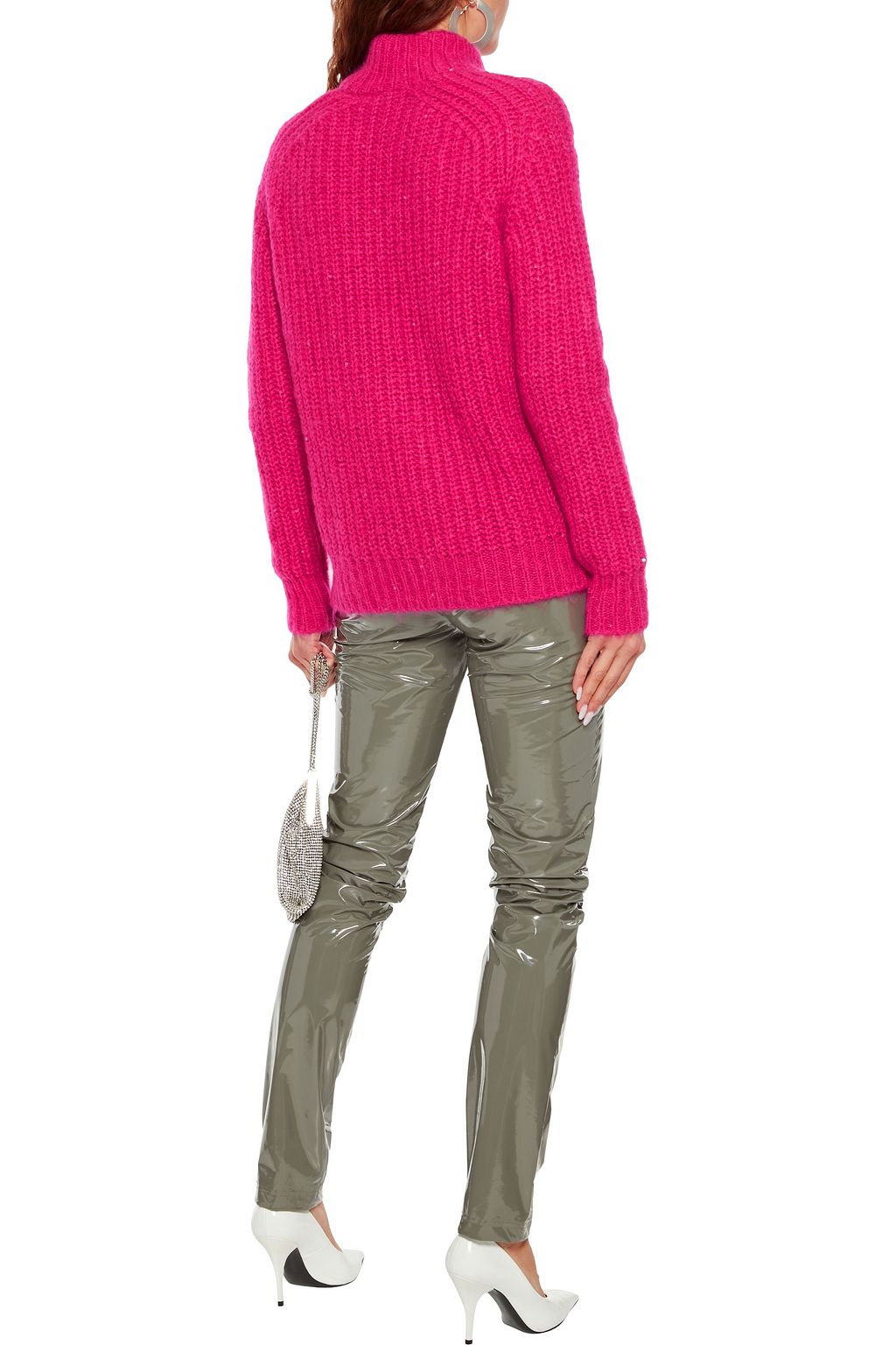 SAINT LAURENT Sequin-embellished ribbed mohair-blend sweater