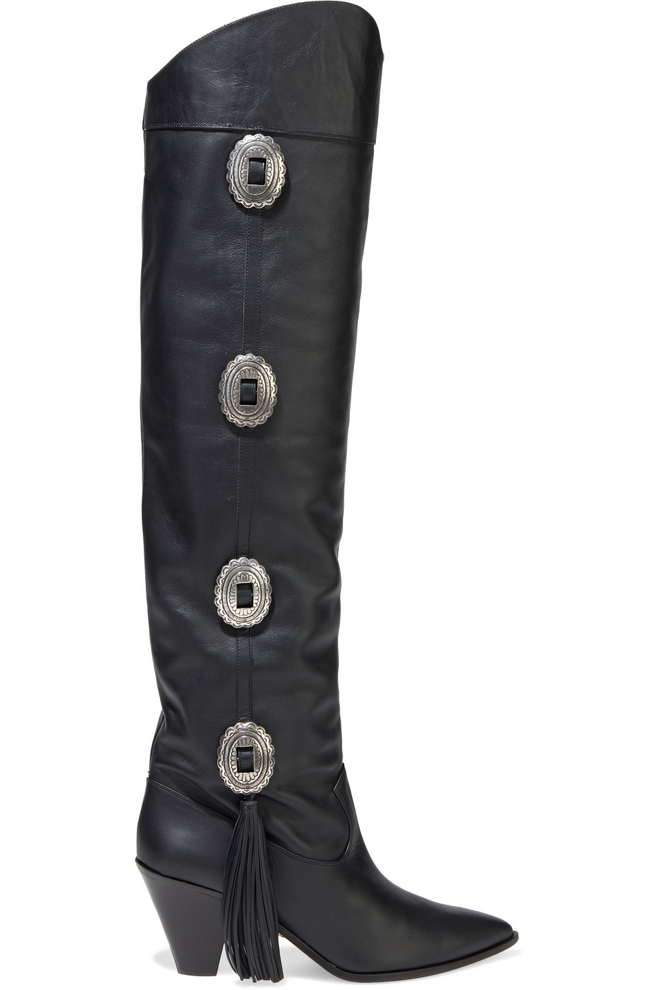 Aquazzura Woman Go West 70 Buckle-embellished Leather Over-the-knee Boots Black Size 38.5