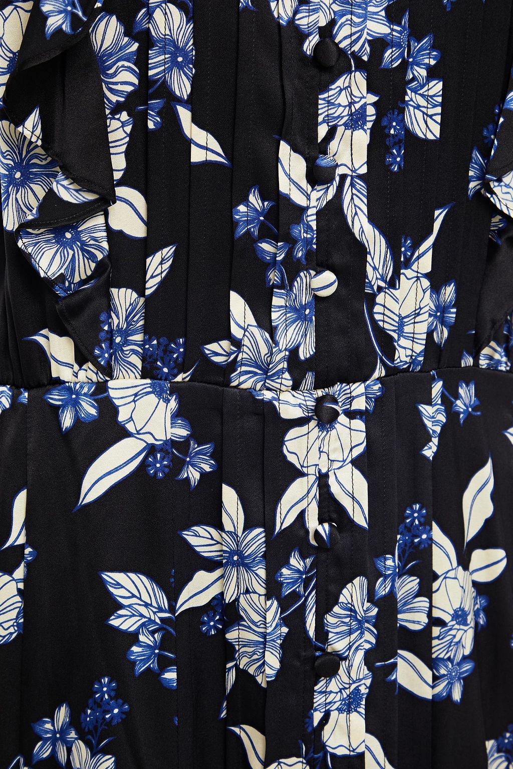 VERONICA BEARD Camillie ruffled floral-print silk-blend satin mini dress