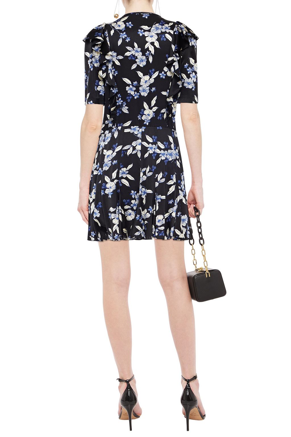 VERONICA BEARD Camillie ruffled floral-print silk-blend satin mini dress
