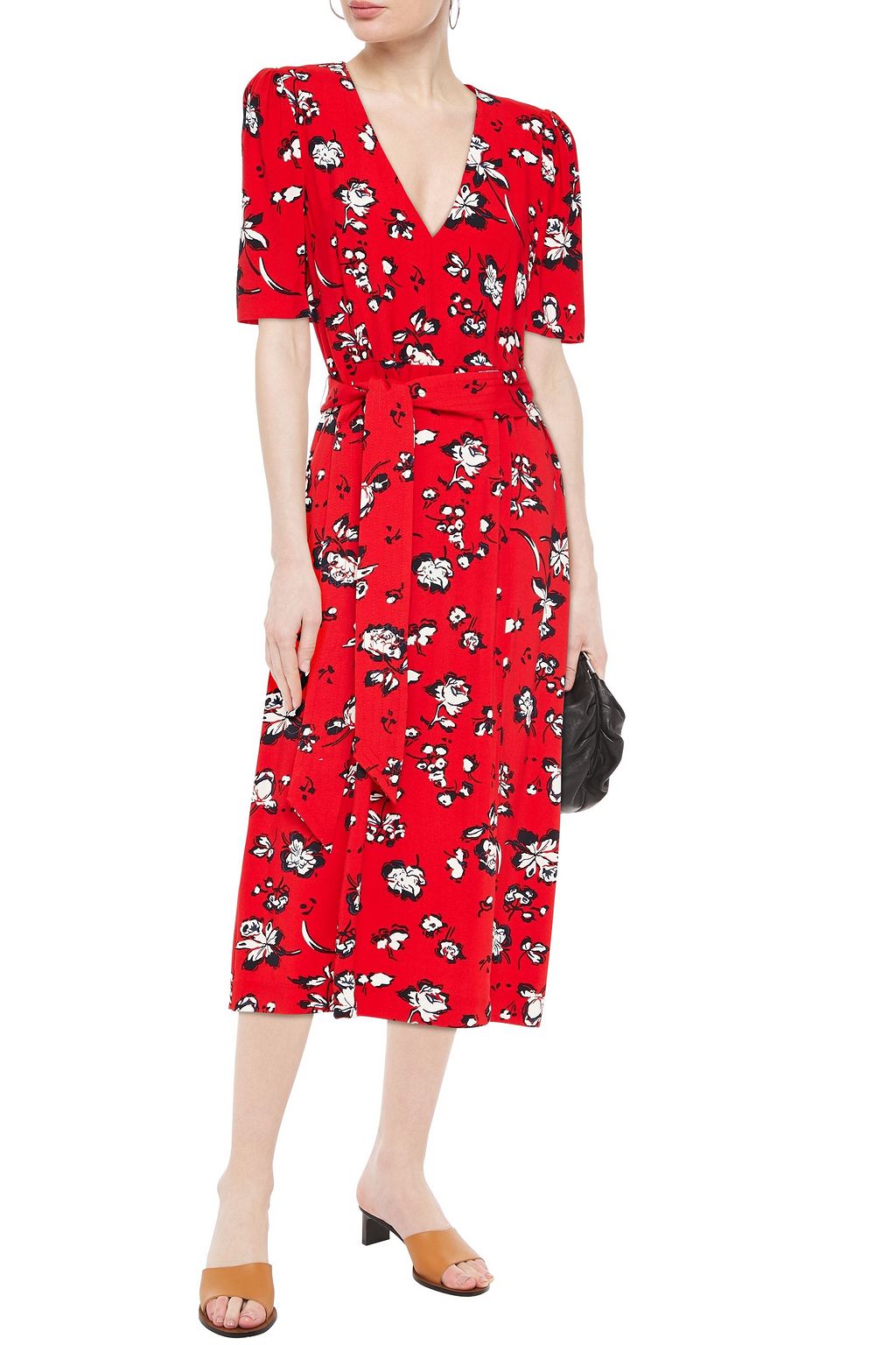 VERONICA BEARD Joia belted floral-print jersey midi dress