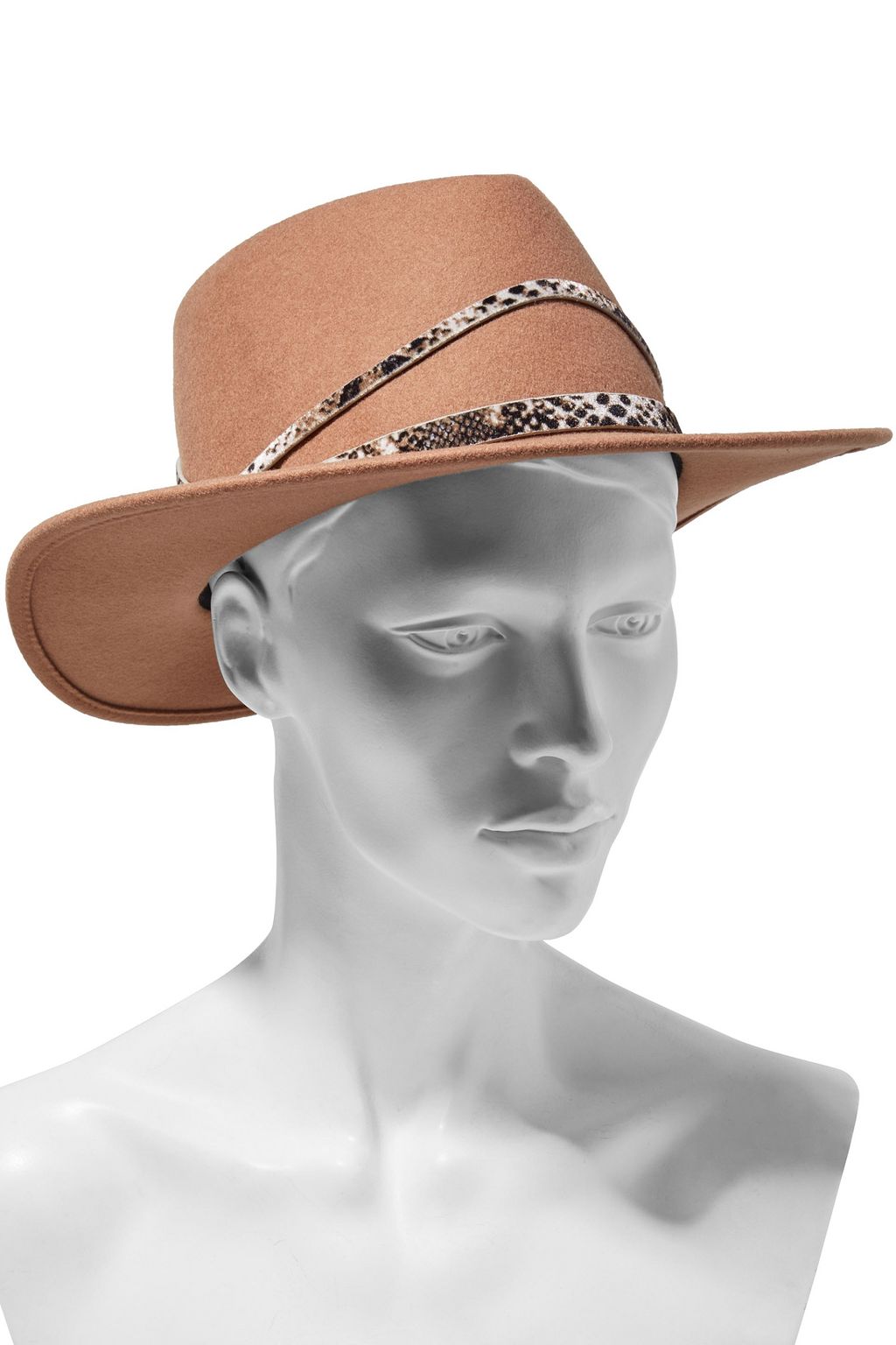 EUGENIA KIM Blaine snake-print velvet-trimmed wool-felt fedora