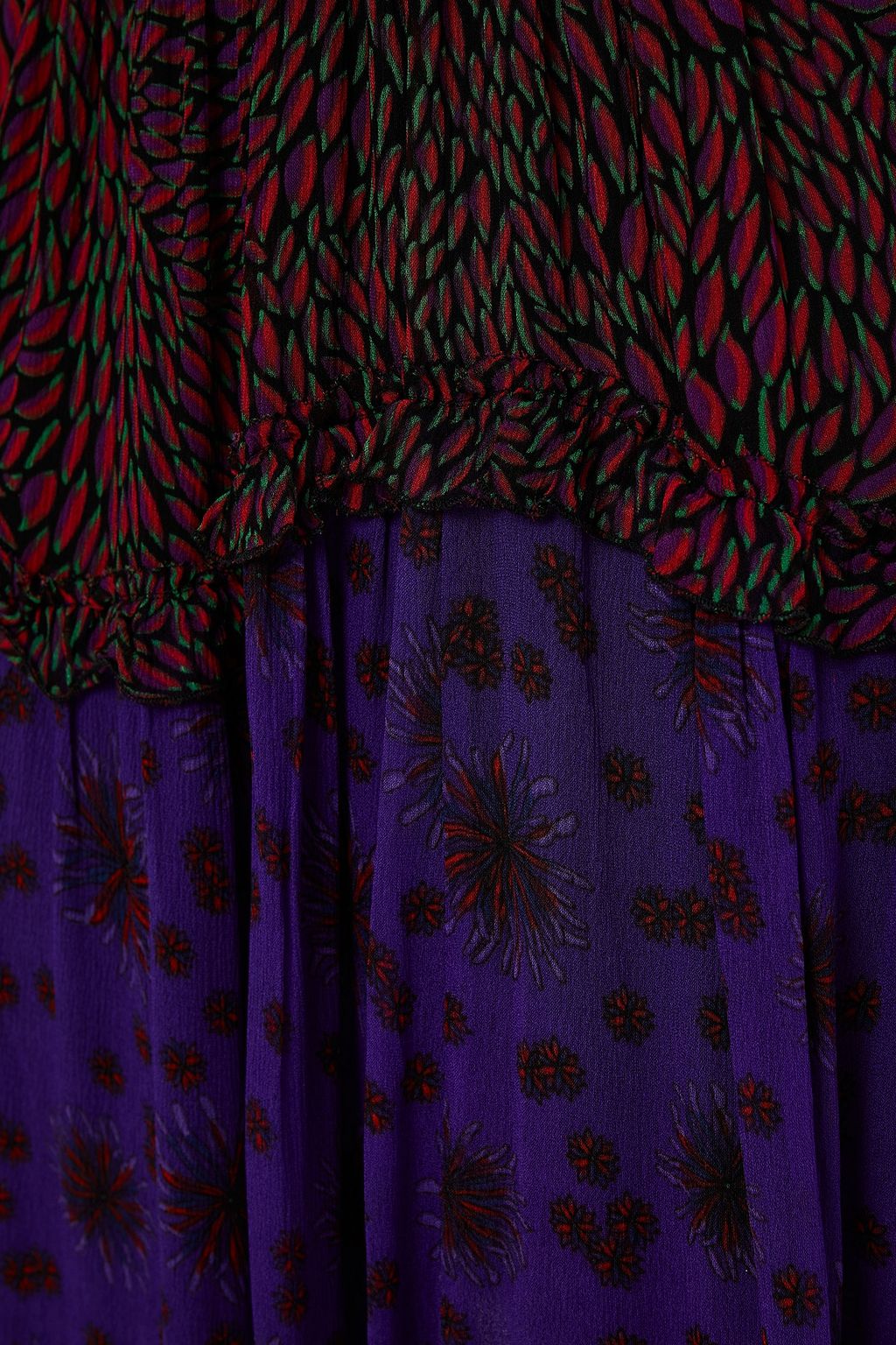 BA&SH Gapi asymmetric tiered printed crepon midi skirt