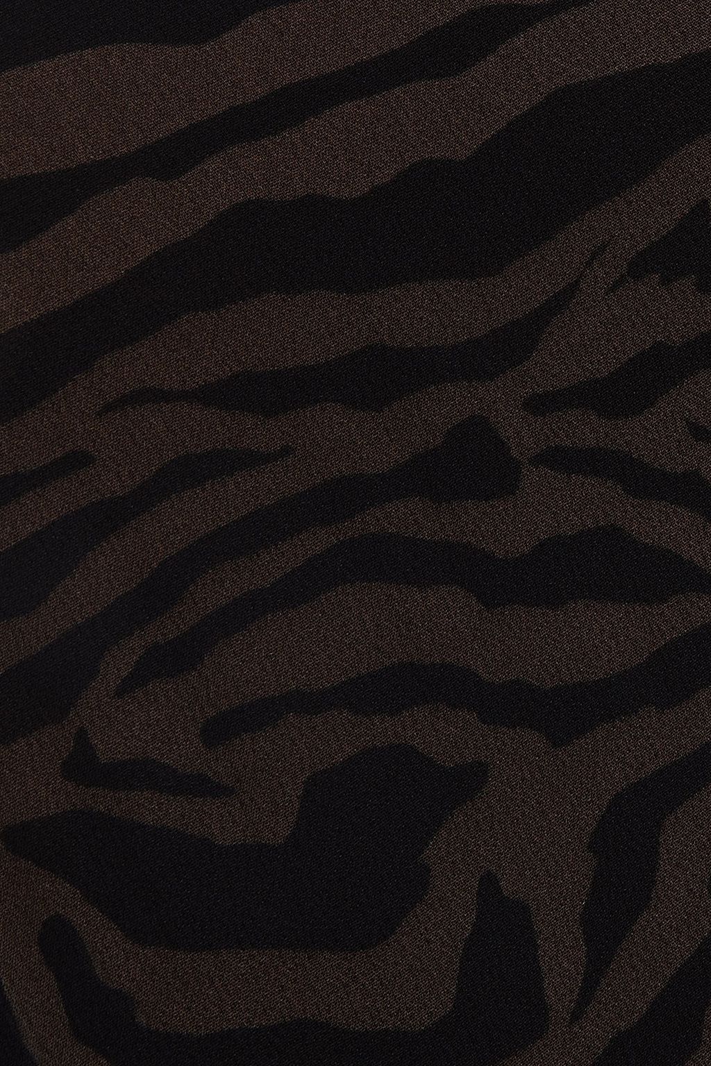 BA&SH Asymmetrischer Midirock aus Georgette mit Zebraprint und Rüschen