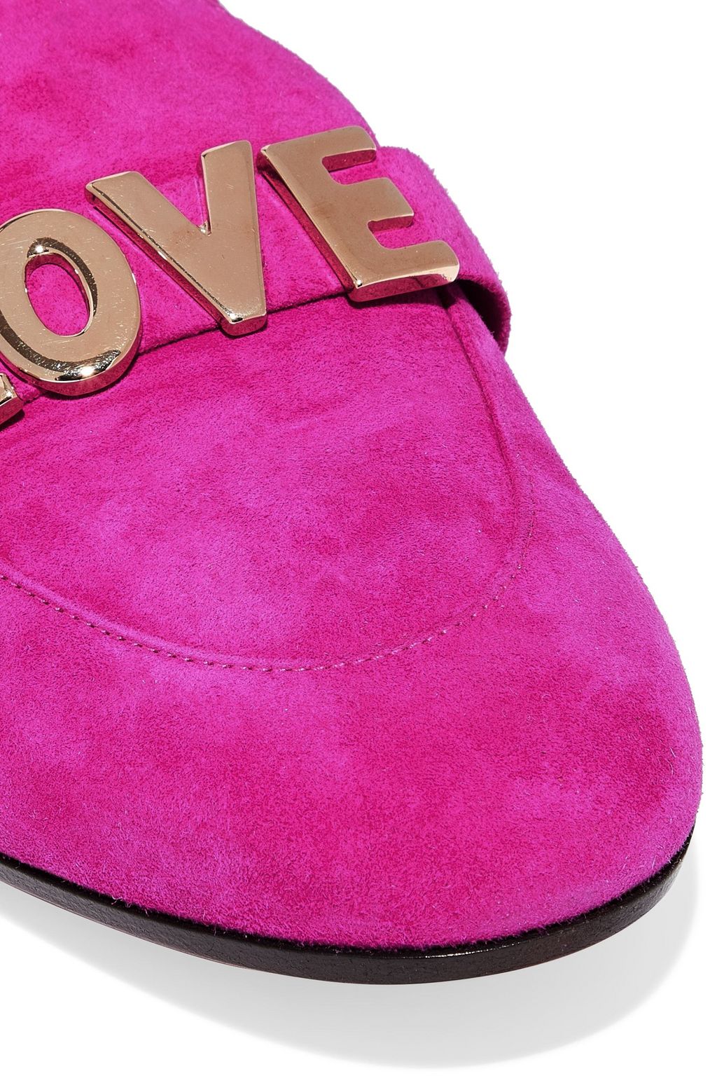 AQUAZZURA Love Life embellished suede collapsible-heel loafers