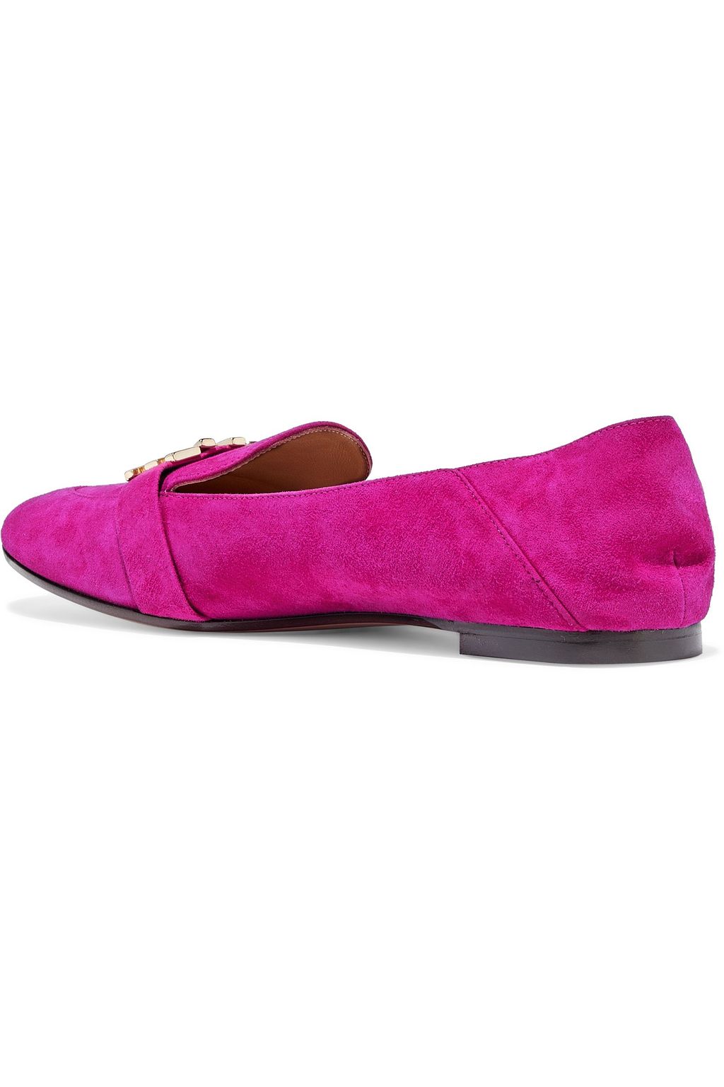 AQUAZZURA Love Life embellished suede collapsible-heel loafers