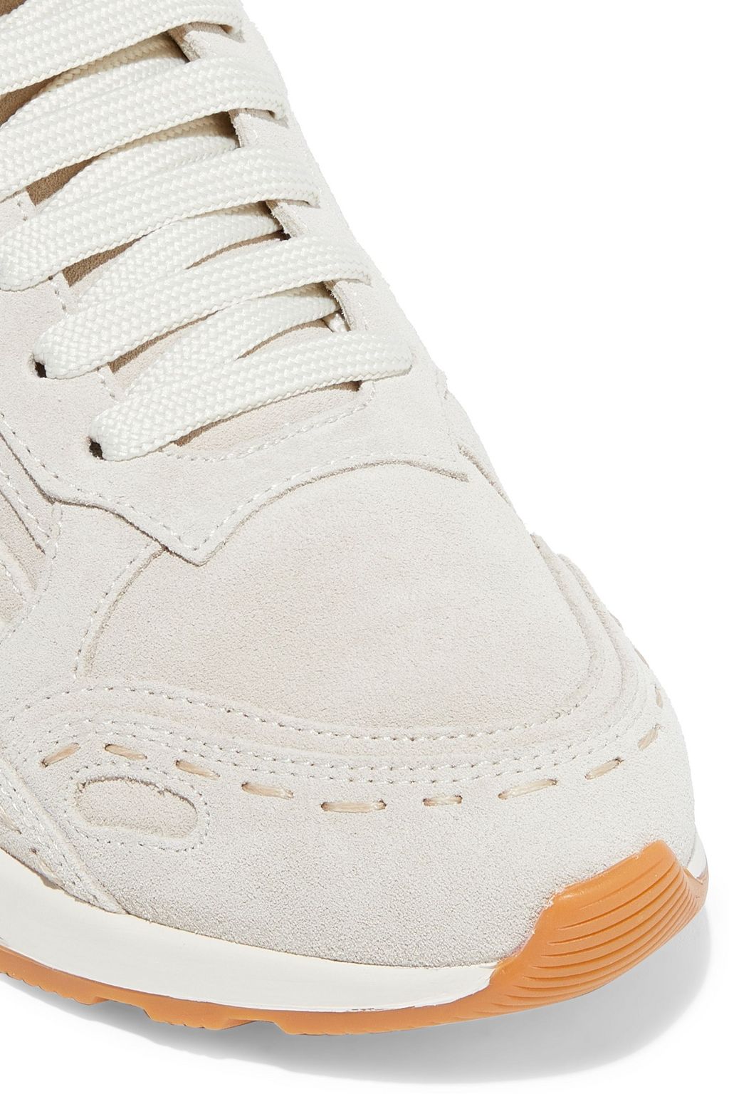 SANDRO Flame shearling-trimmed suede sneakers