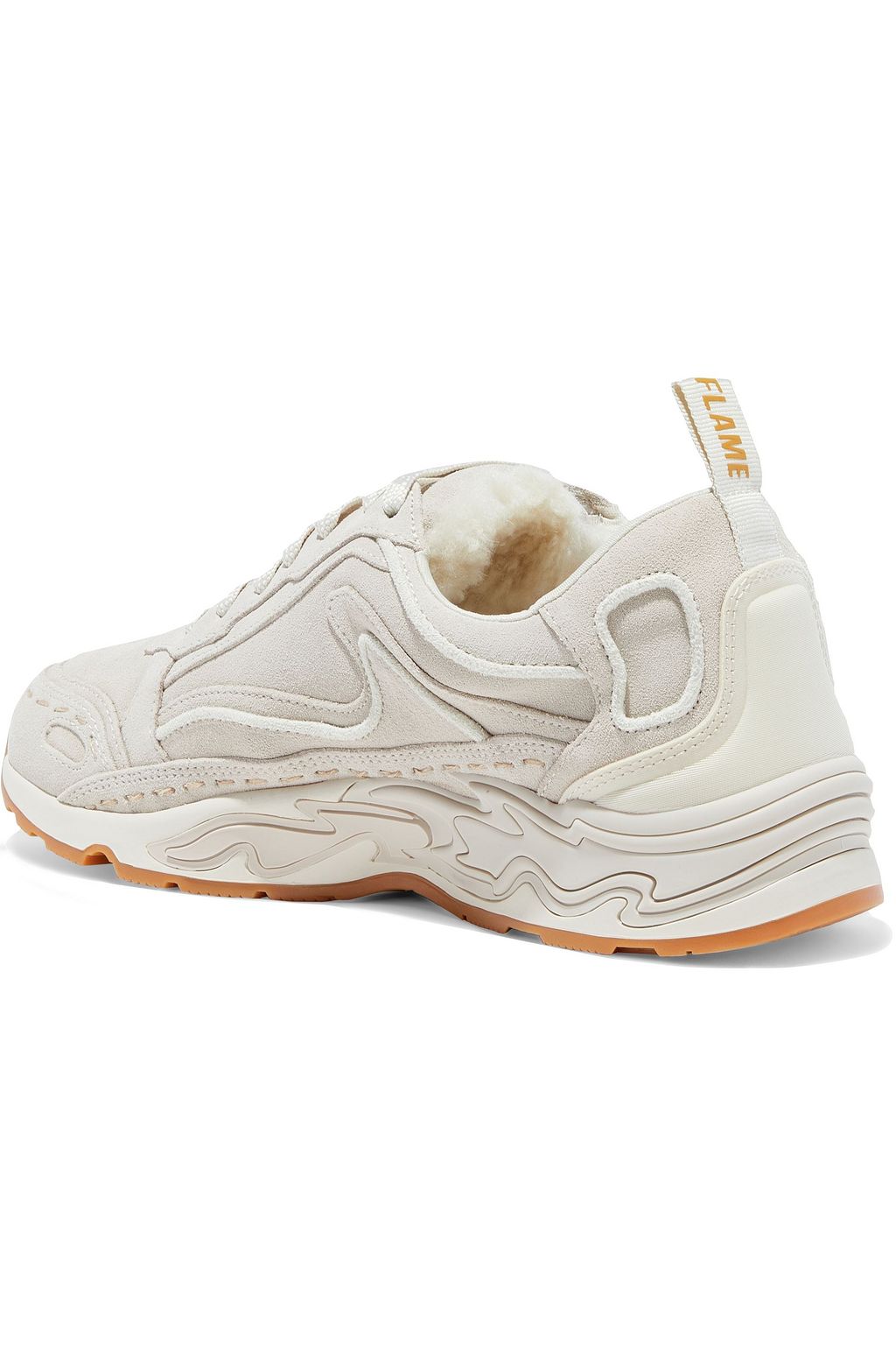 SANDRO Flame shearling-trimmed suede sneakers