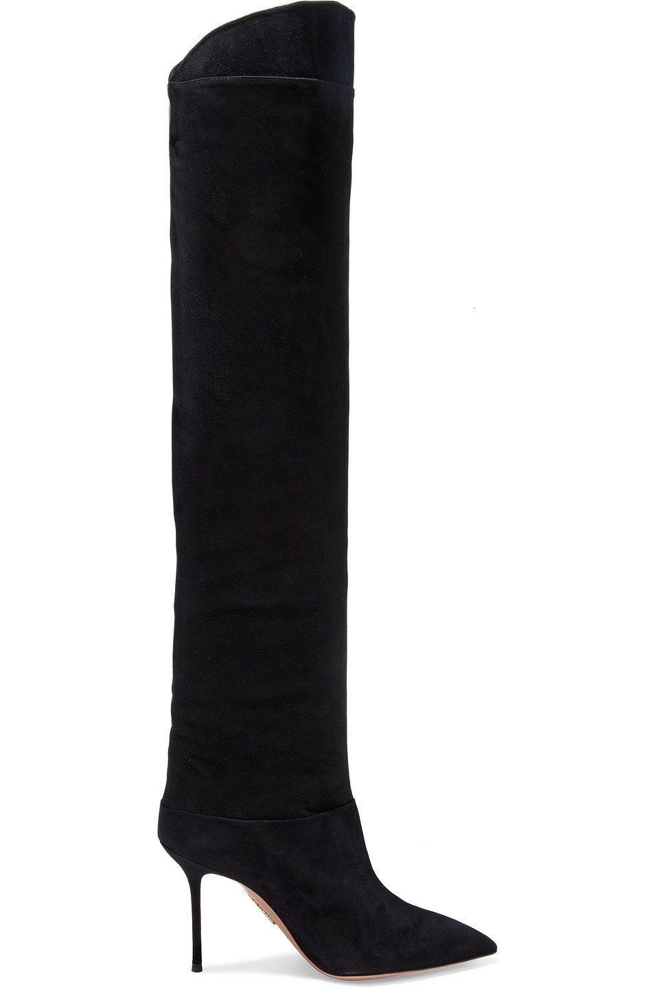 Aquazzura Woman Lancaster 95 Leather-trimmed Suede Knee Boots Black Size 39.5