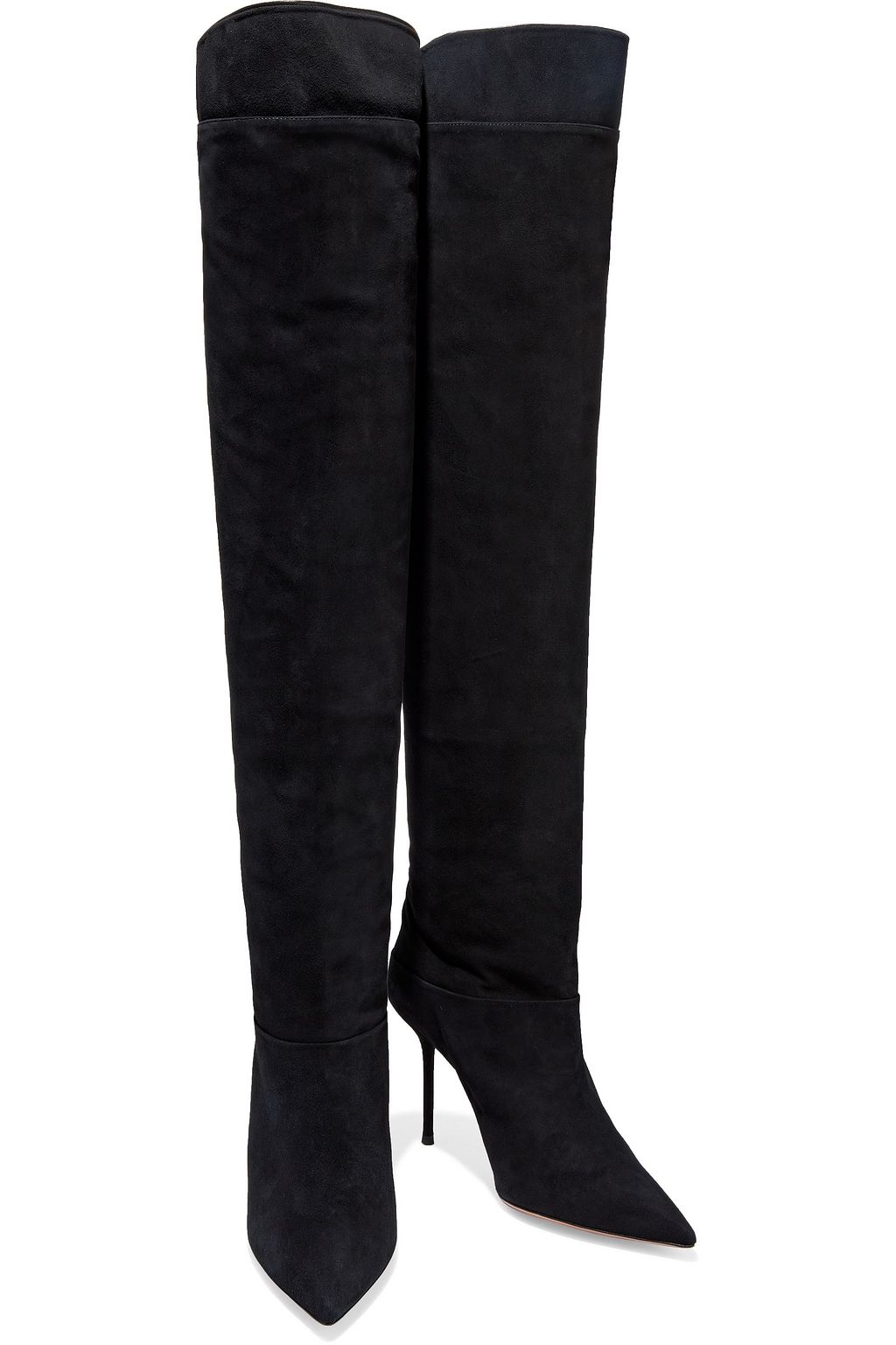 AQUAZZURA Lancaster 95 leather-trimmed suede knee boots
