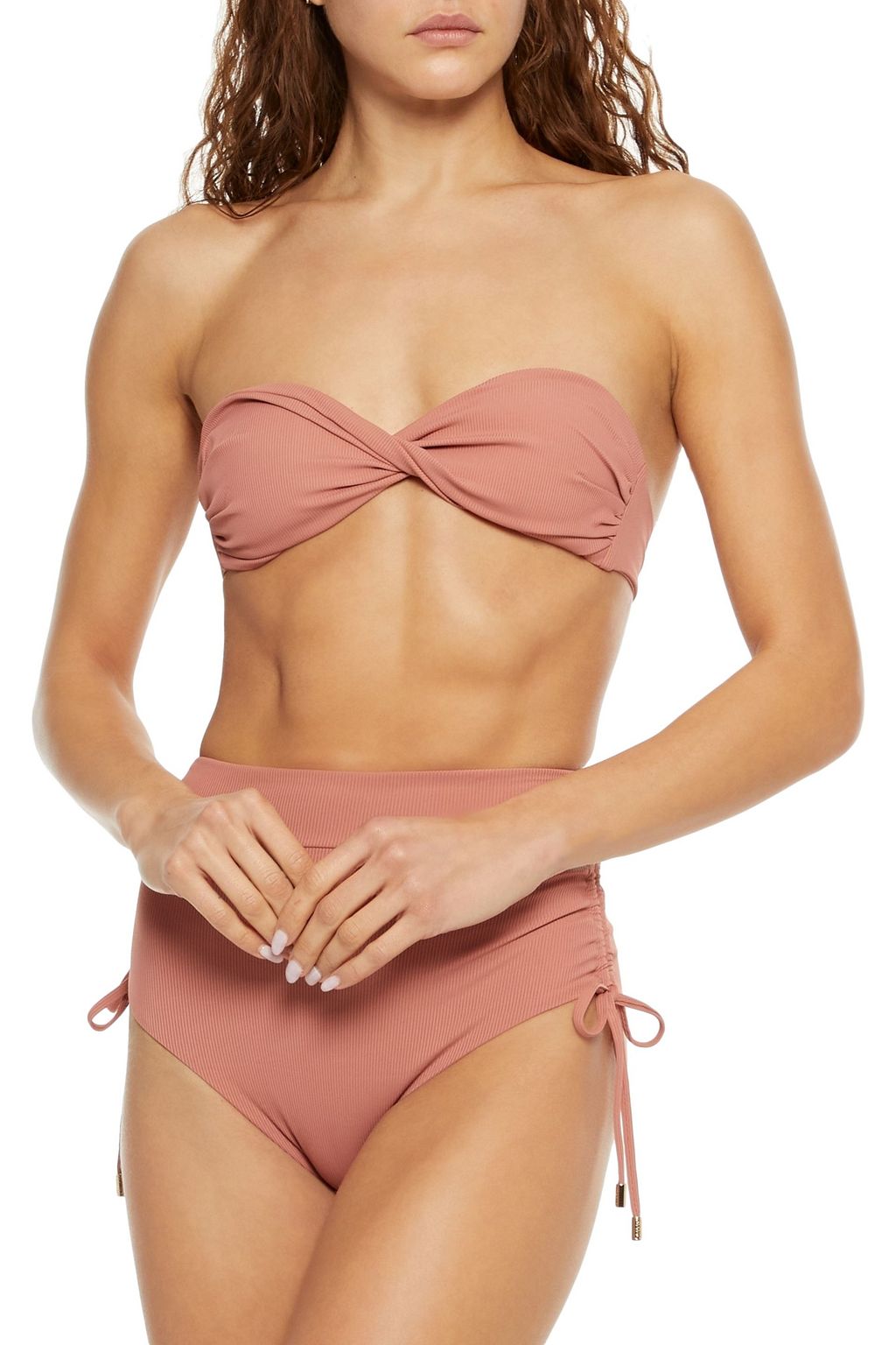 MELISSA ODABASH Thailand ruched ribbed high-rise bikini briefs