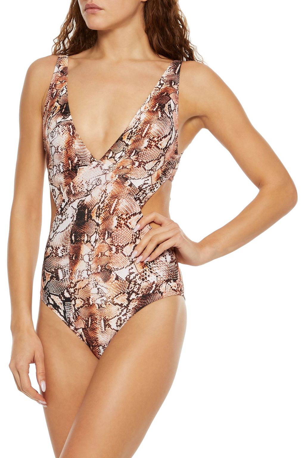 MELISSA ODABASH Del Mar cutout snake-print swimsuit