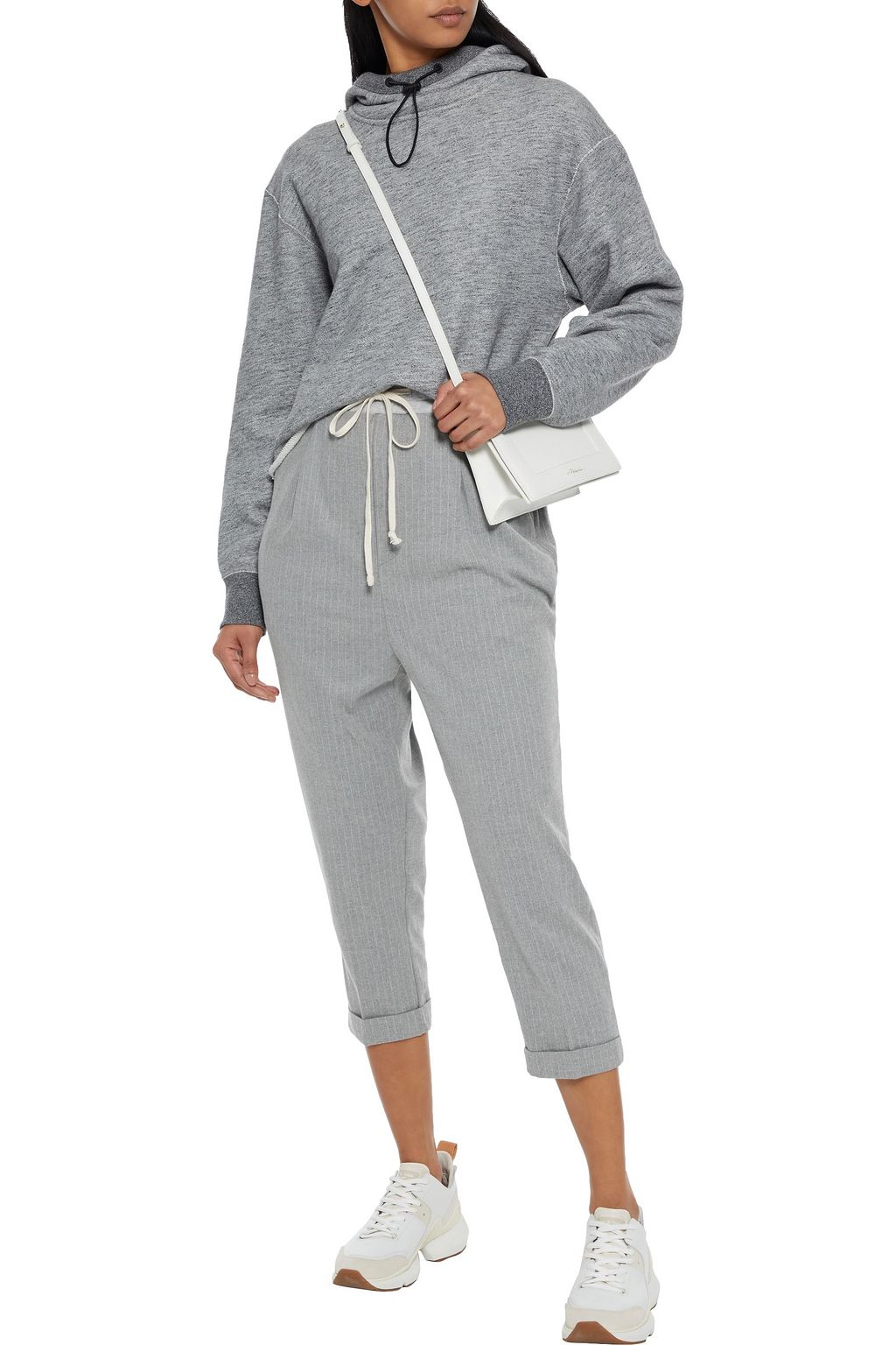 TWENTY MONTRÉAL Cropped pinstriped cotton-blend twill track pants