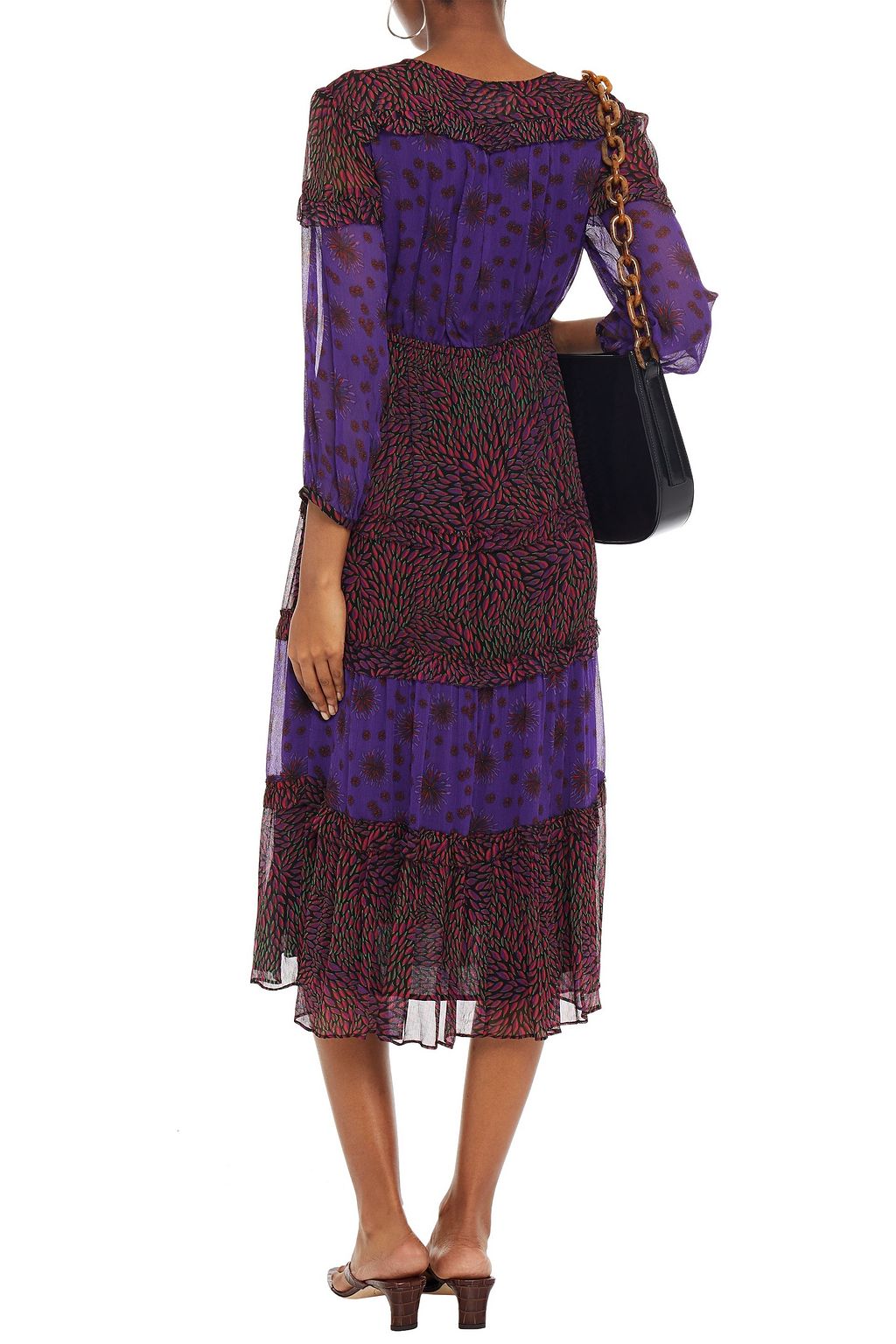 BA&SH Gypsy tiered printed crepon midi dress
