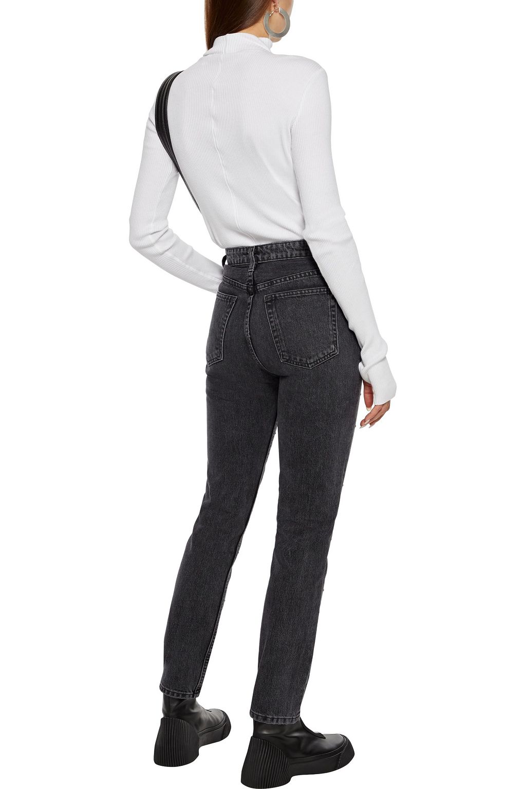 REFORMATION Harley studded distressed high-rise slim-leg jeans