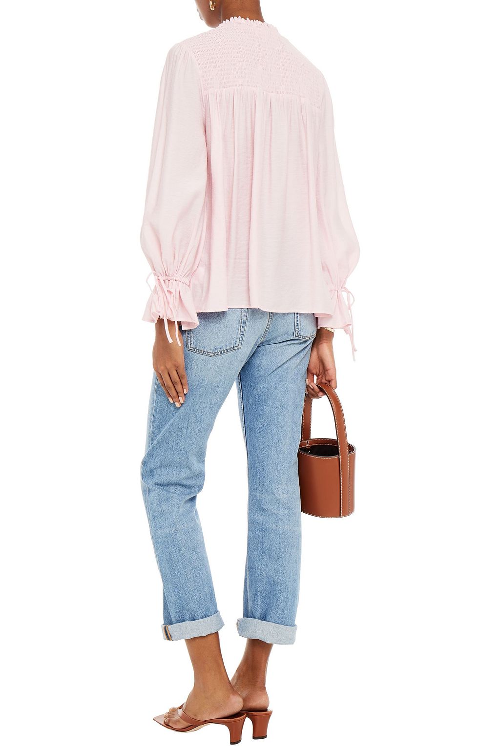 MAJE Shirred crepe blouse