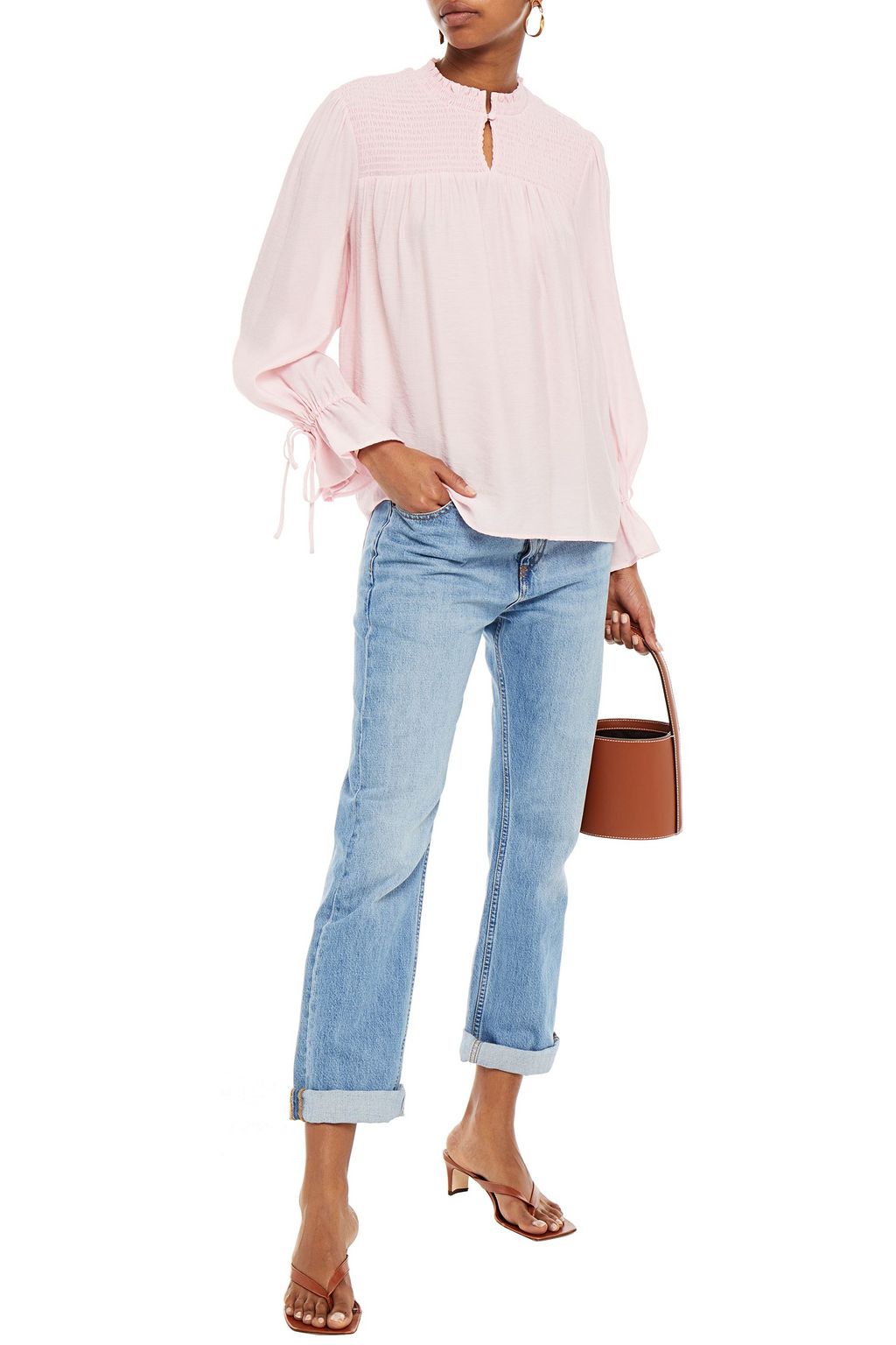MAJE Shirred crepe blouse