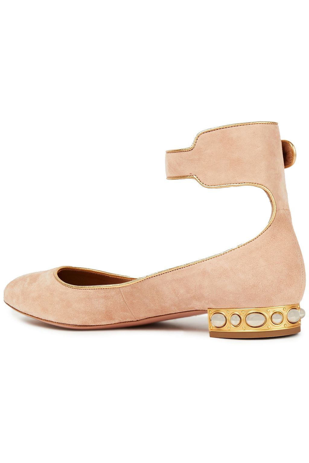 AQUAZZURA Lucky Star embellished suede ballet flats