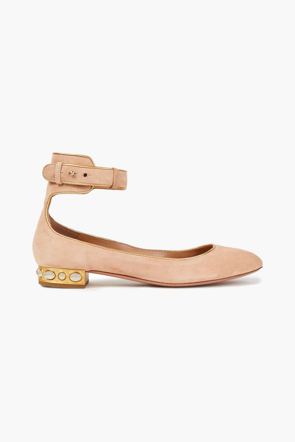 Blush Lucky Star Embellished Suede Ballet Flats Aquazzura The Outnet