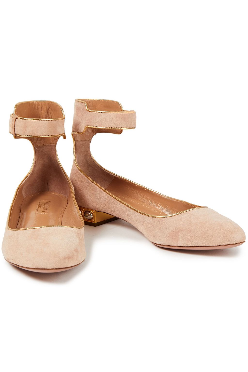 AQUAZZURA Lucky Star embellished suede ballet flats