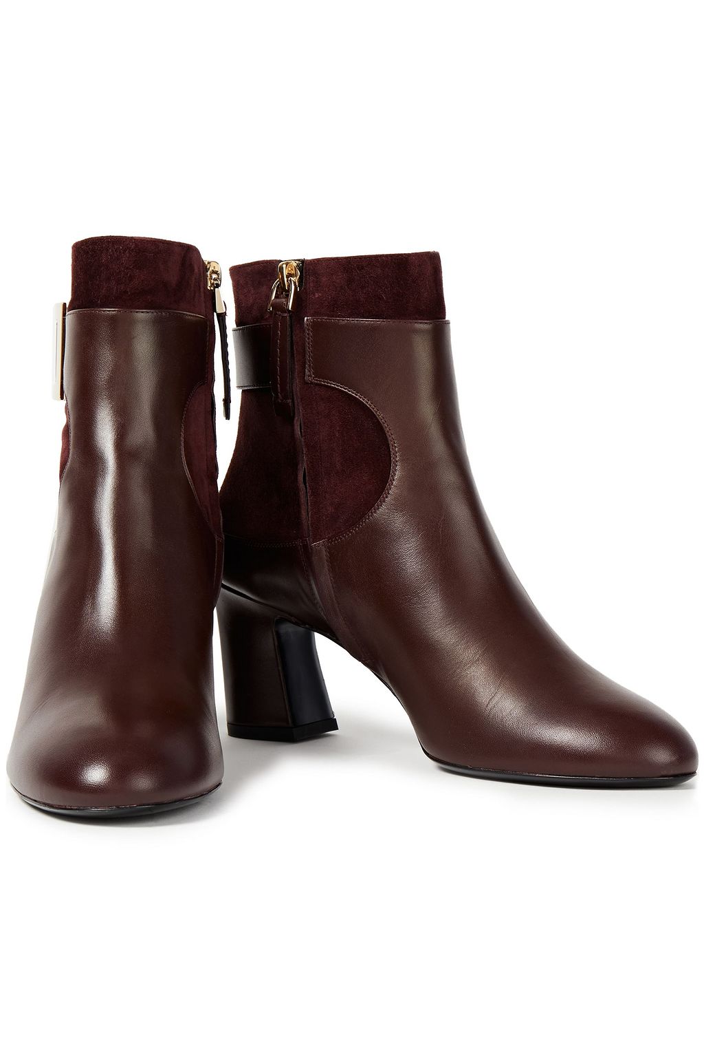 ROGER VIVIER Buckled leather and suede ankle boots