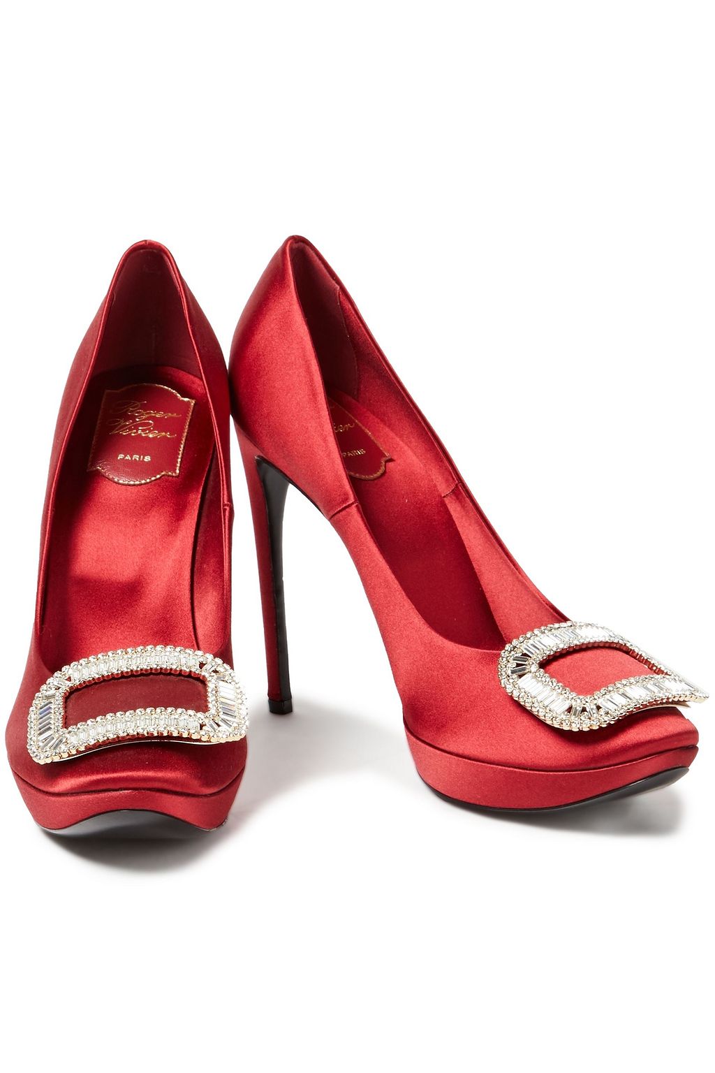 ROGER VIVIER Limelight crystal-embellished satin pumps