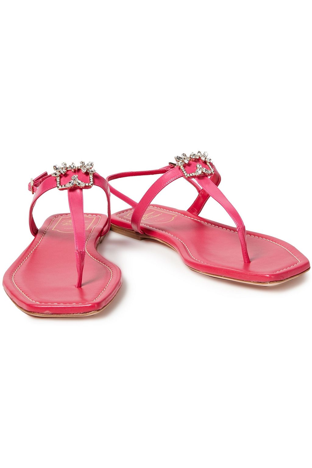 ROGER VIVIER Broche embellished leather slingback sandals