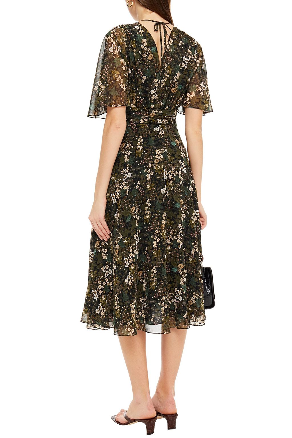 DIANE VON FURSTENBERG Gathered printed chiffon midi dress