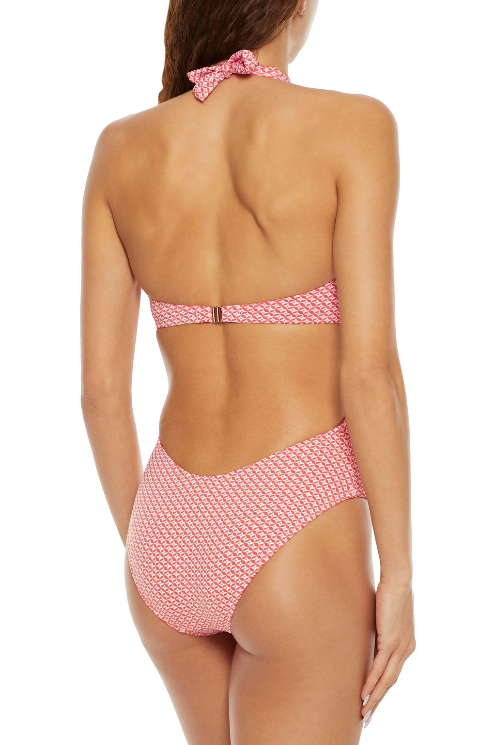 MELISSA ODABASH Sahara embellished cutout stretch-jacquard halterneck swimsuit