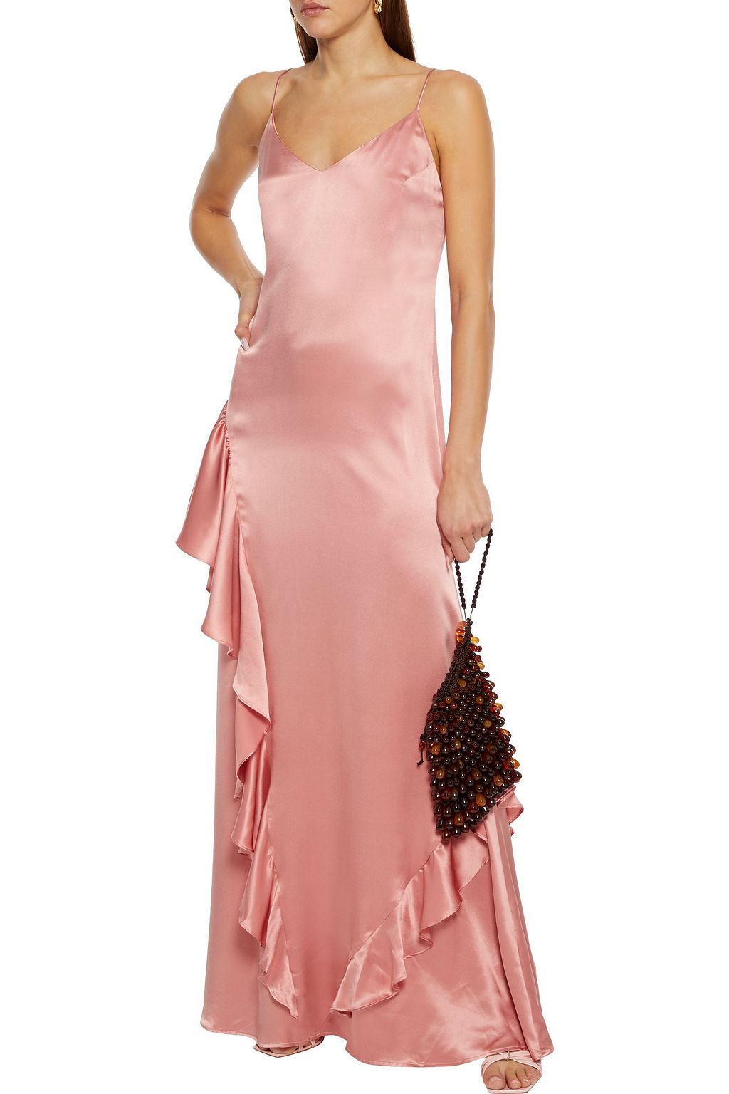REFORMATION Angelica ruffled silk-satin maxi dress