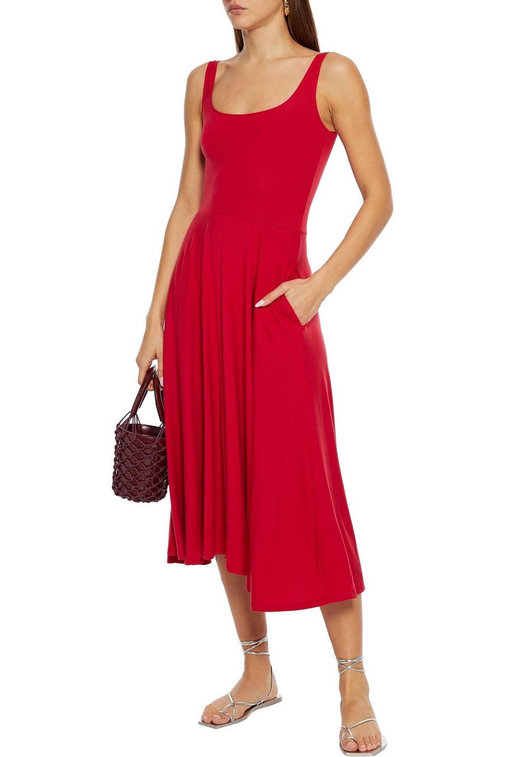 REFORMATION Rou flared Tencel-blend jersey midi dress