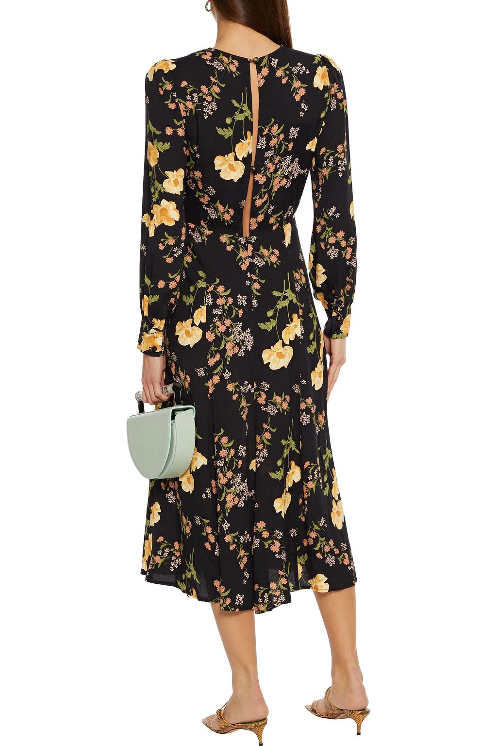 REFORMATION Beechwood gathered printed crepe midi dress