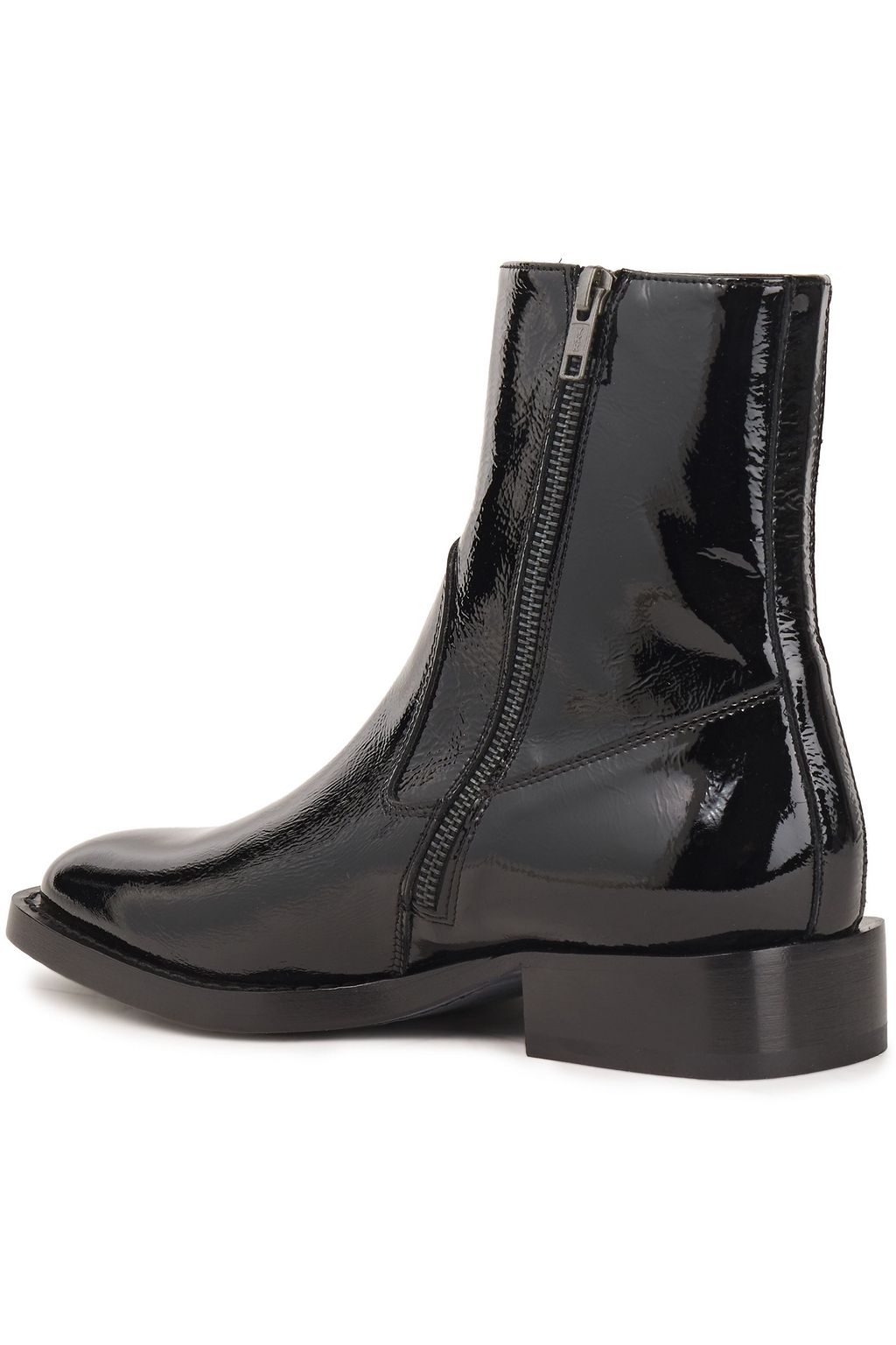 ANN DEMEULEMEESTER Crinkled patent-leather ankle boots