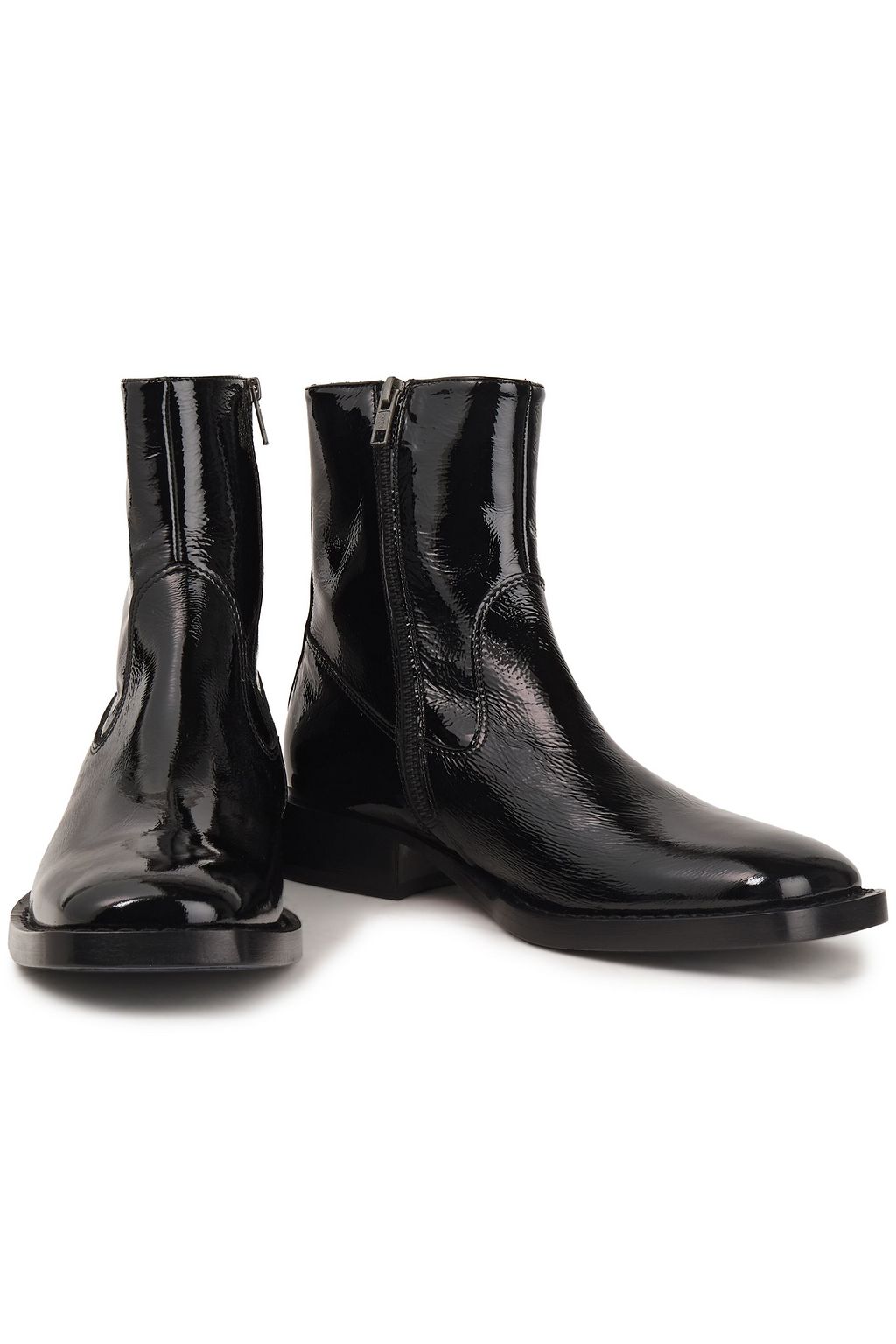 ANN DEMEULEMEESTER Crinkled patent-leather ankle boots