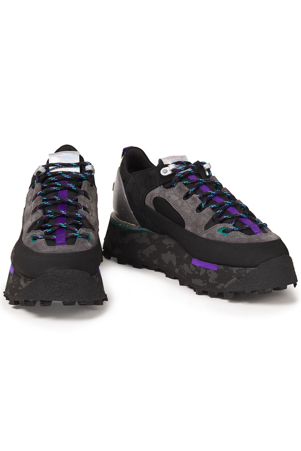 ACNE STUDIOS Berton printed suede and mesh platform sneakers