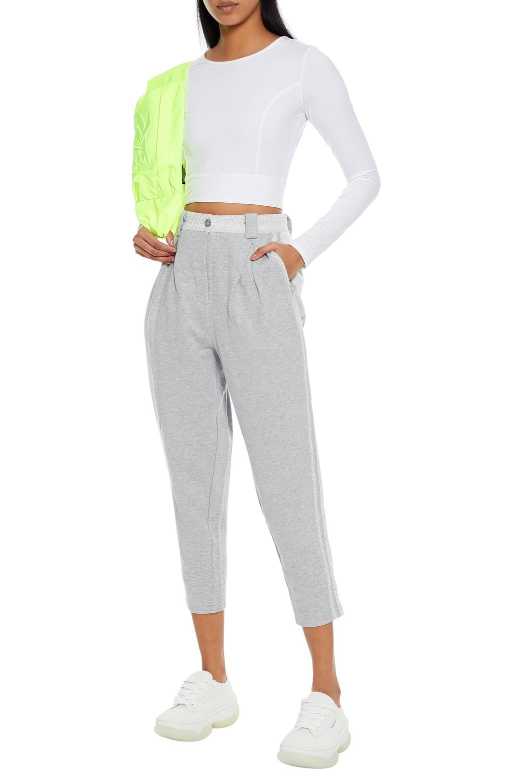 TWENTY MONTRÉAL Paneled mélange French cotton-blend terry track pants
