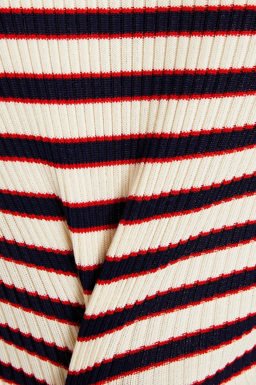 ROSETTA GETTY Striped ribbed cotton turtleneck top