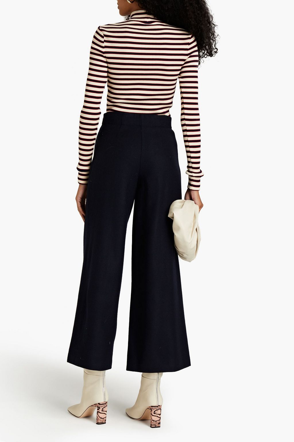 ROSETTA GETTY Striped ribbed cotton turtleneck top