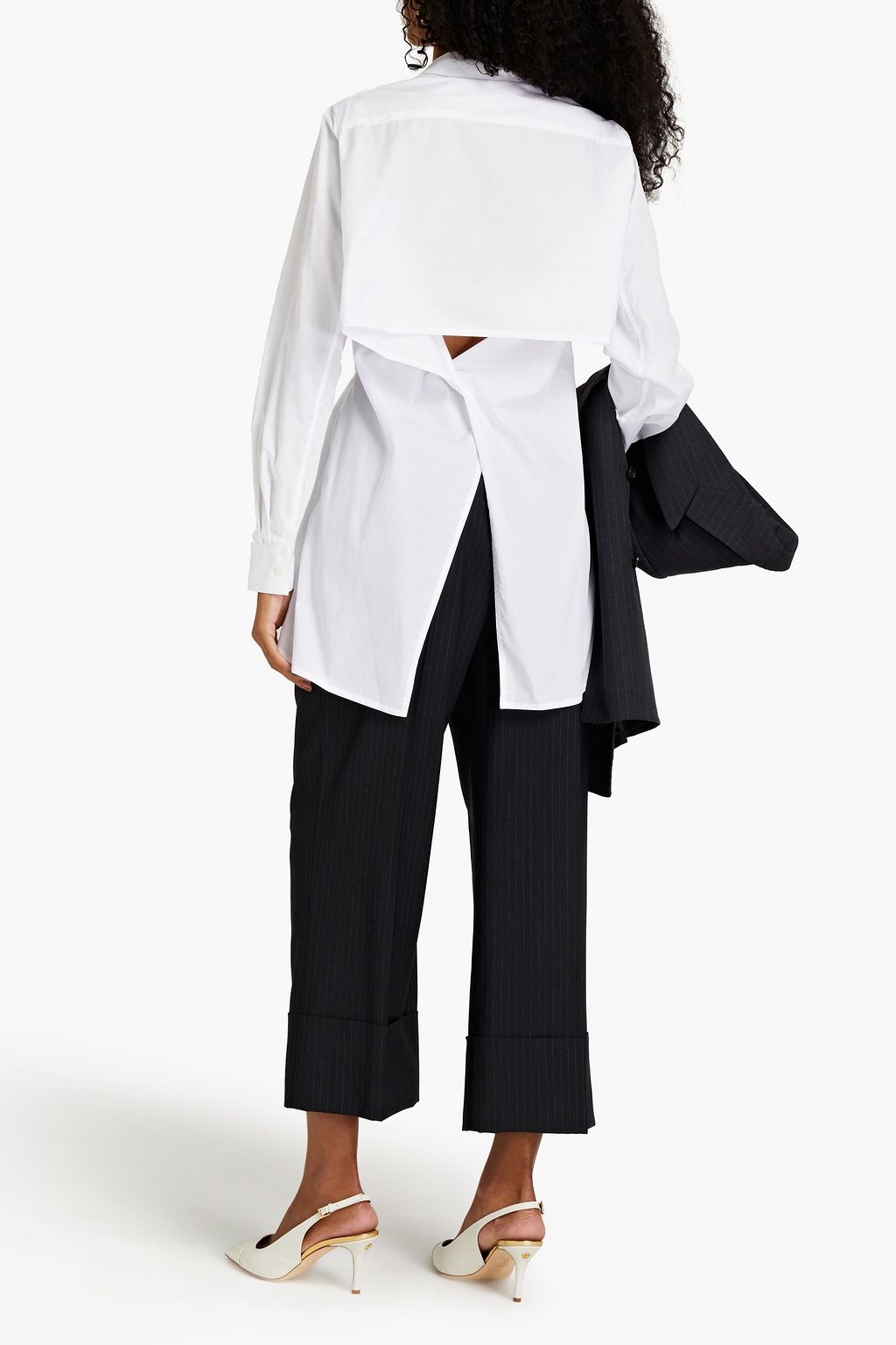 ROSETTA GETTY Cutout cotton-poplin shirt