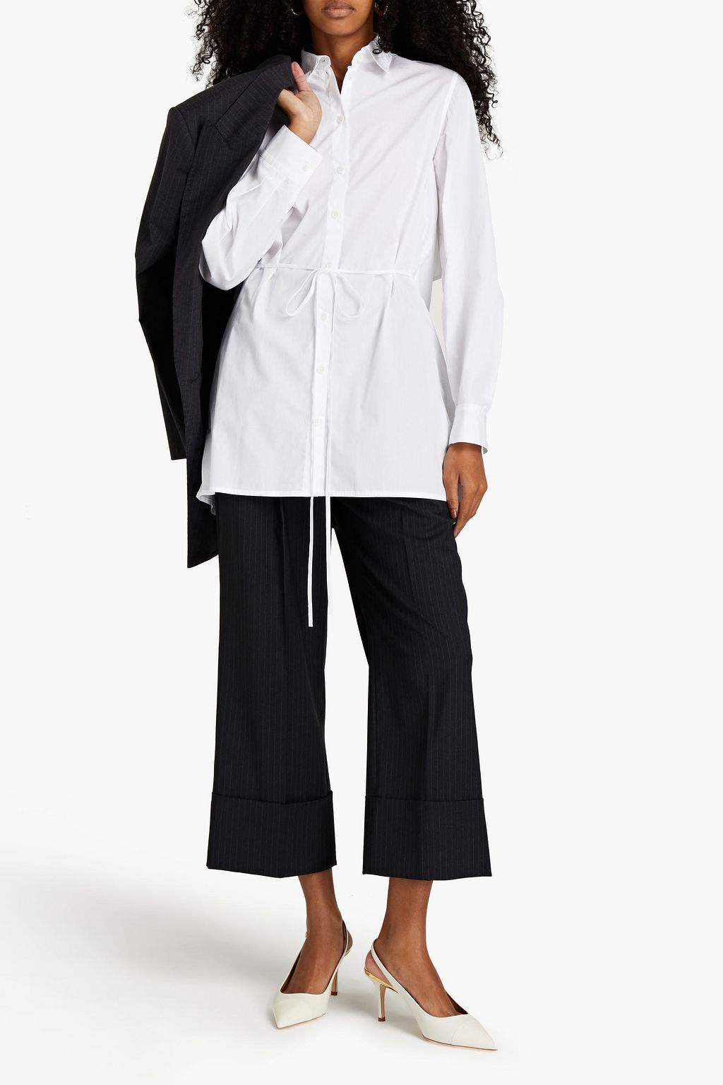ROSETTA GETTY Cutout cotton-poplin shirt