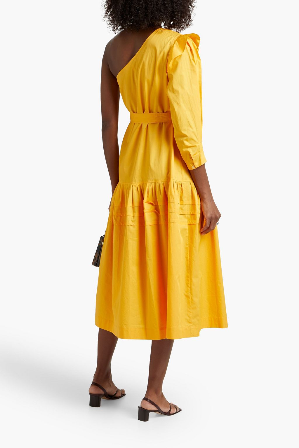 DEREK LAM 10 CROSBY One-shoulder belted cotton-poplin midi dress