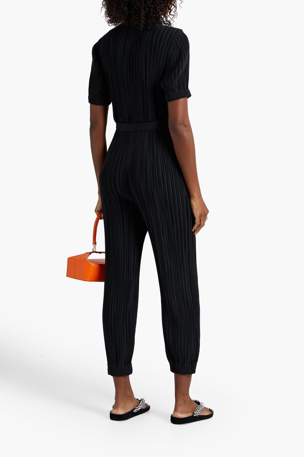 DEREK LAM 10 CROSBY Duncan belted plissé-crepe jumpsuit