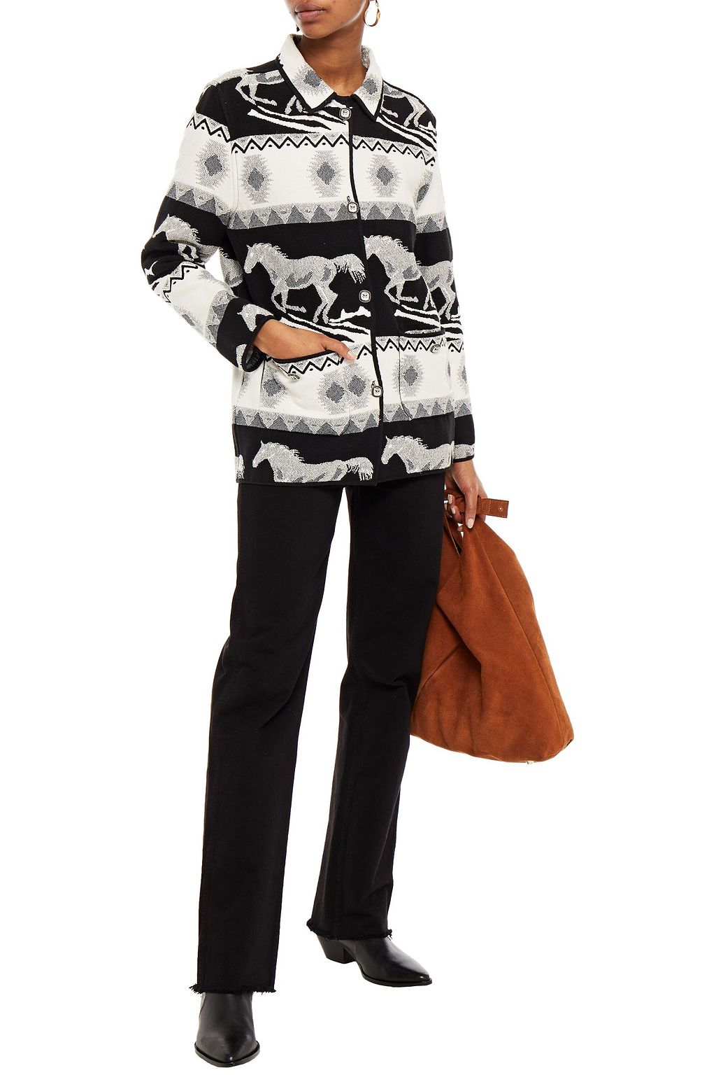 MAJE Reversible cotton-blend jacquard jacket